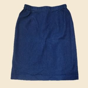 Vintage 80s 90s knee length dark wash high waist denim pencil skirt small